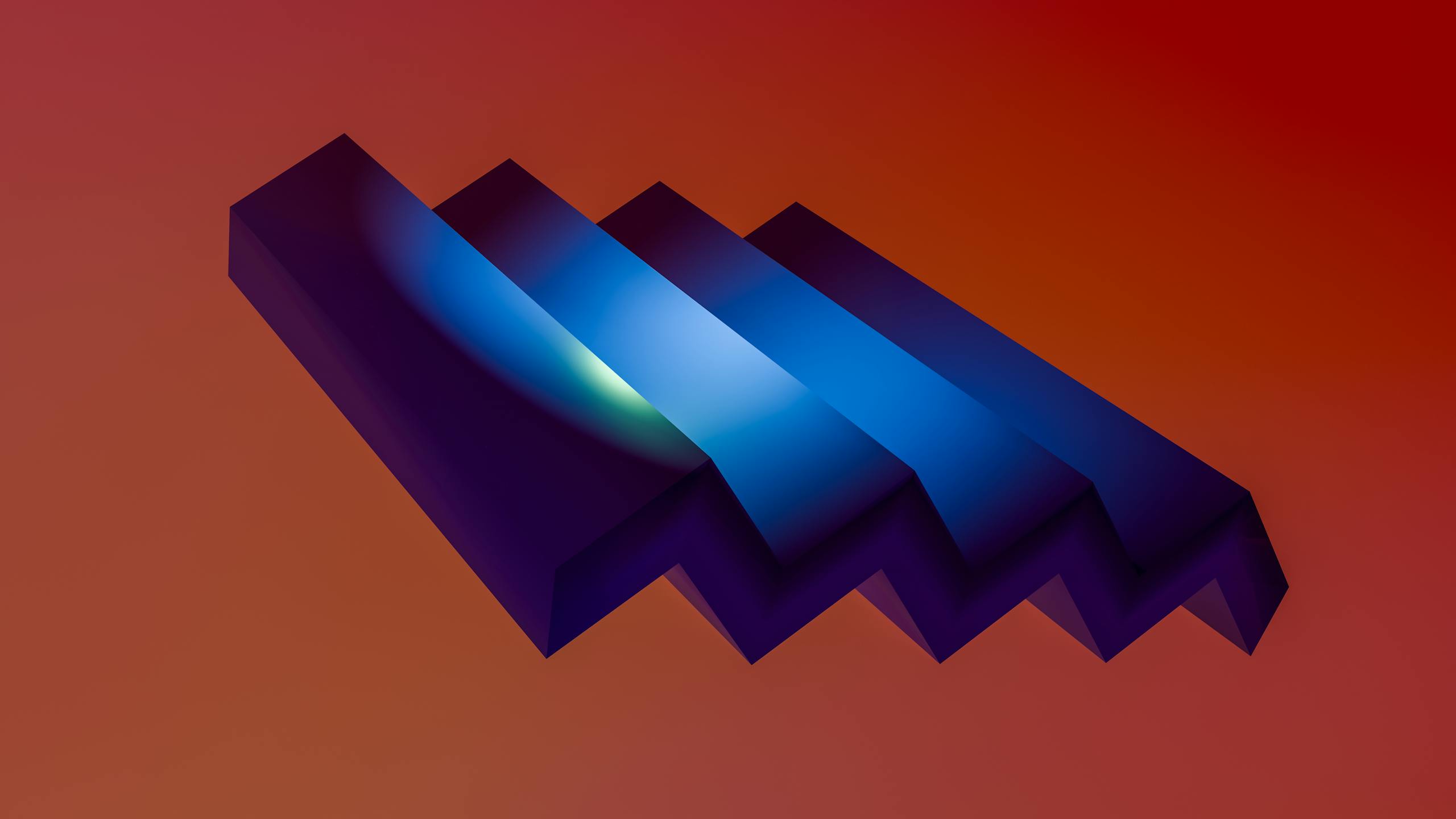 ips-newz.com 3D abstract art with blue geometric shapes on a warm orange background.