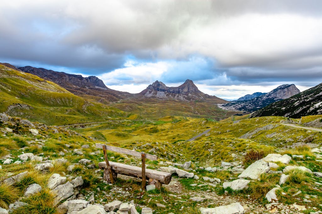 Beautiful Breathtaking landscape of mountains and green fields in Žabljak, Montenegro.